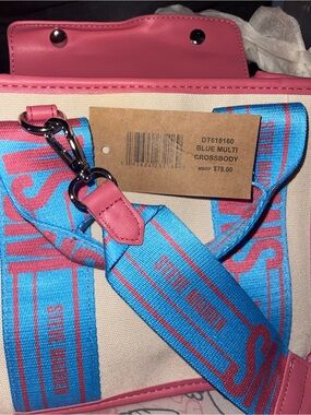 Steve Madden Blue Multi Crossbody with Pink Trim and Strap